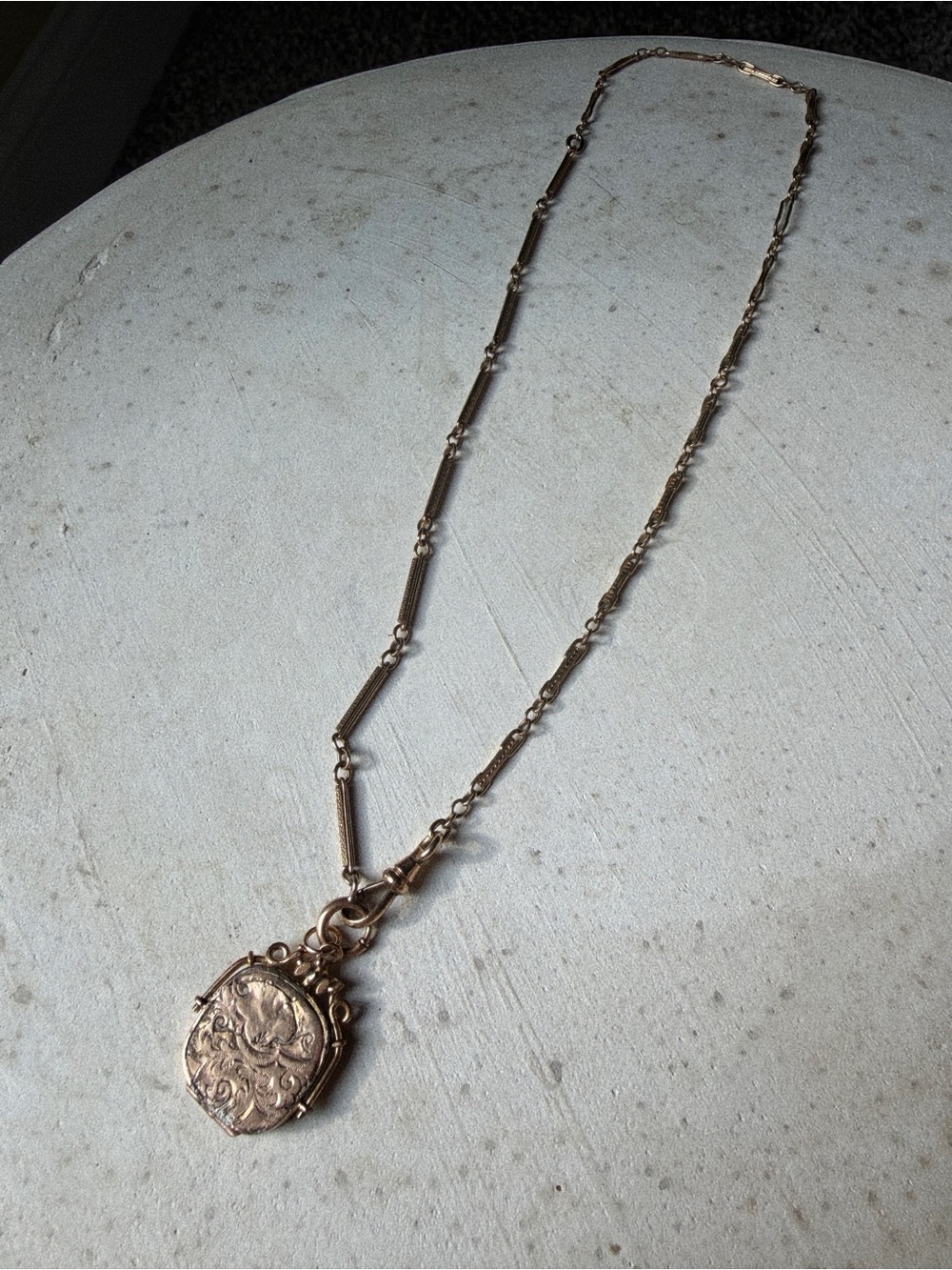 Vintage Antique Watch Chain Necklace Gold Filled Simmons? Chain SKM & Co Locket - Picture 5 of 9